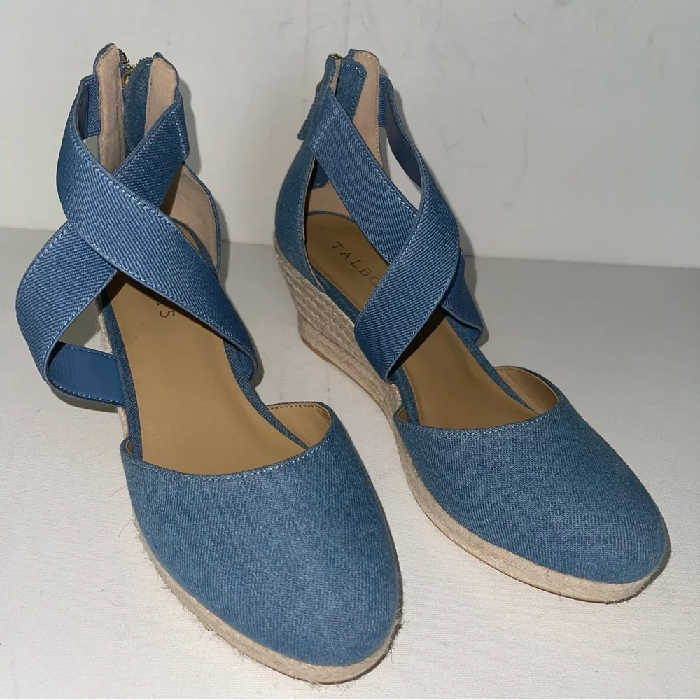 Talbots‎ LYNDSAY D'ORSAY ESPADRILLE WEDGES - DENIM